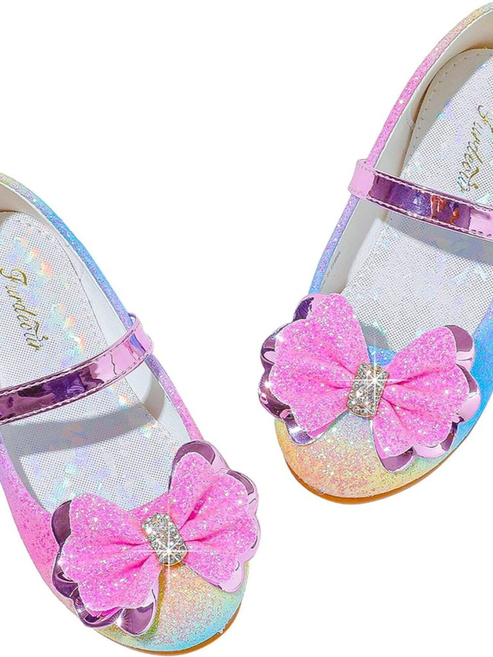 Girls Dress Shoes Princess Flats Glitter Flower Girl Toddler Kids